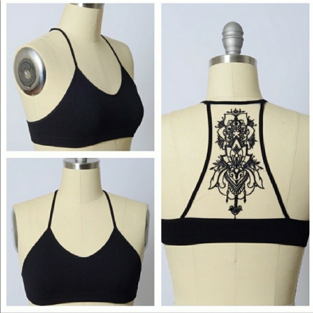 🔥HOT! BEST SELLER!!🔥BLACK TATTOO MESH BRALETTE - Picture 4 of 8